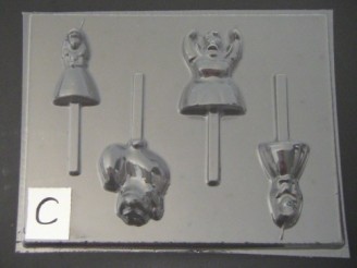 396sp Alice in Wonderland Queen and Cat Chocolate Candy Lollipop Mold